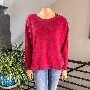 Kinesis Rumba Red Plush Fleece Sweatshirt Oversized Side Zip Crew Neck - Medium